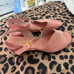 Amalfi Dusty Pink Suede Slingback Heels